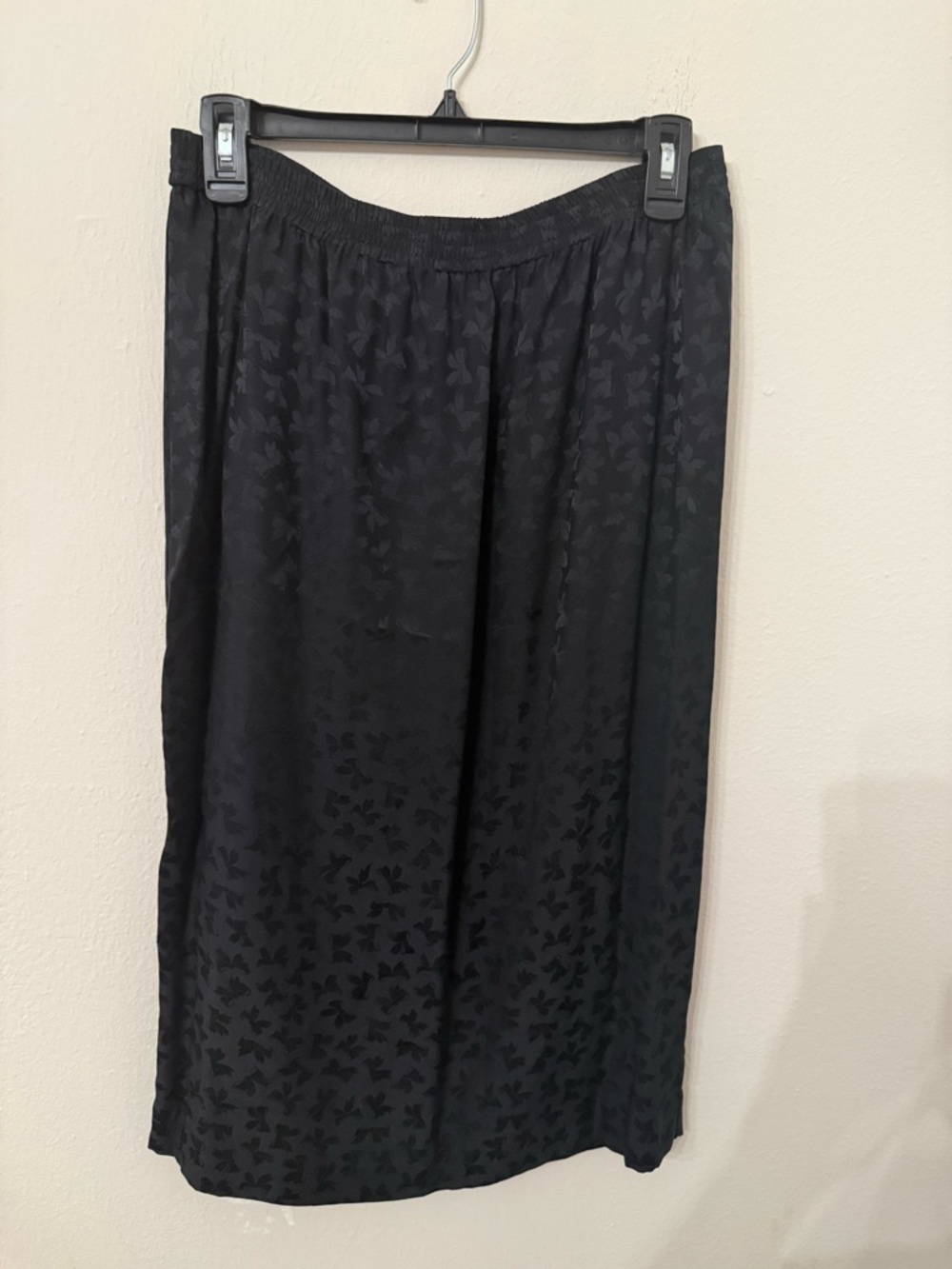 Black Women's Jacquard Midi Skirt 100% silk